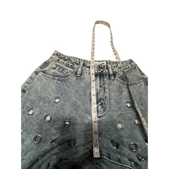 Fashion Nova Wide Leg Silver Ringlets Jeans Sz 5 NWT - Picture 7 of 8